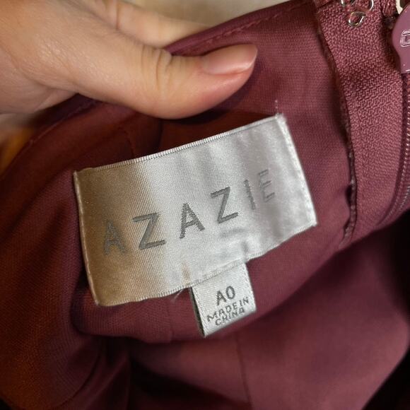 AZAZIE Dua 0 Maroon Burgundy Jumpsuit Pantsuit Bridesmaid Formal Halter Backless - Picture 3 of 7